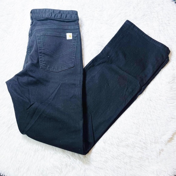 Carhartt Black Flare Denim Jeans Original Fit W8041 BLK SZ 8 x 32 - Picture 5 of 5